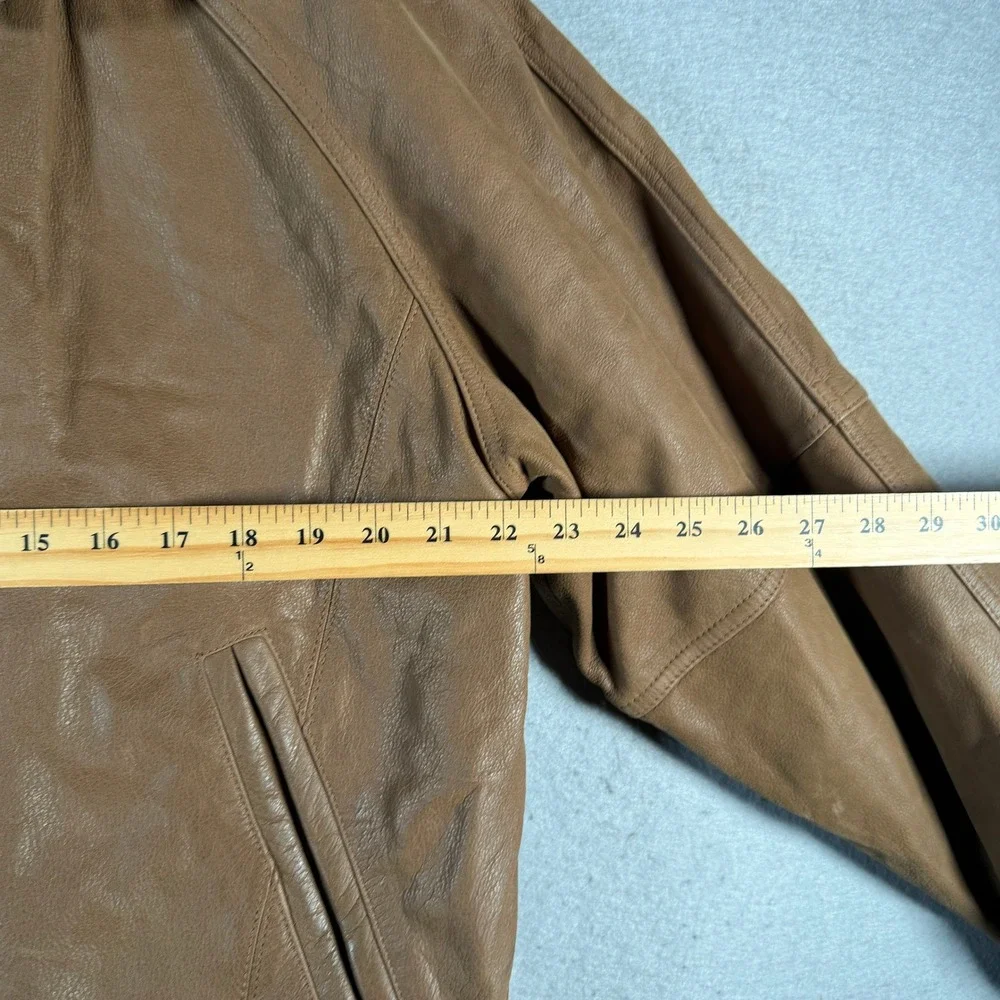 Vintage‎ Members Only Mens Brown Genuine Leather Bomber Jacket Size Large